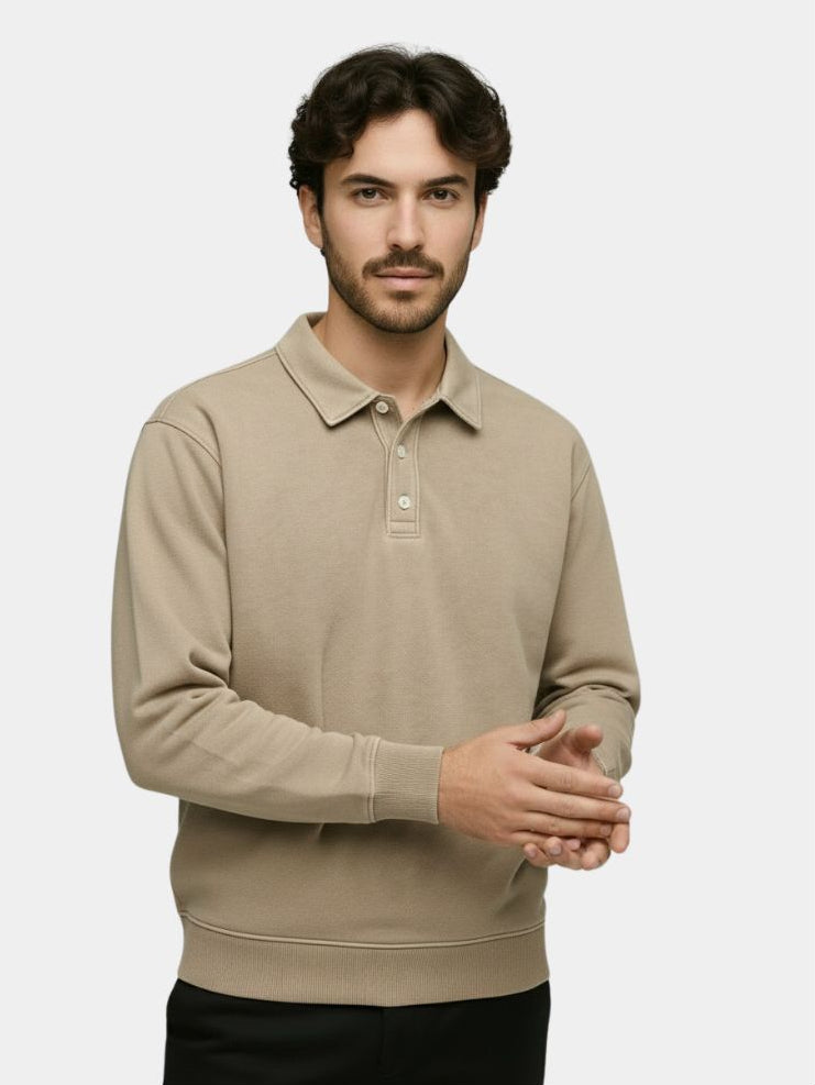 Canyon Mist Langarm-Poloshirt - <tc>Cross & Crown</tc>