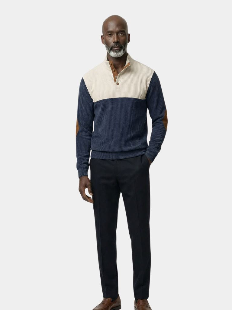 High Collar Corduroy Retro Pullover - Cross & Crown