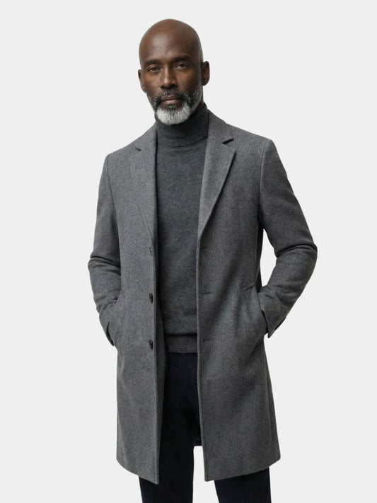 Mens Wool Blend Trench Coat - Cross & Crown