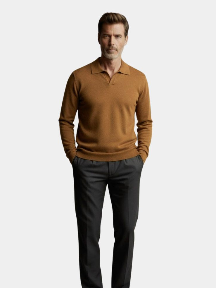 Royal Comfort Langarm-Polo - <tc>Cross & Crown</tc>