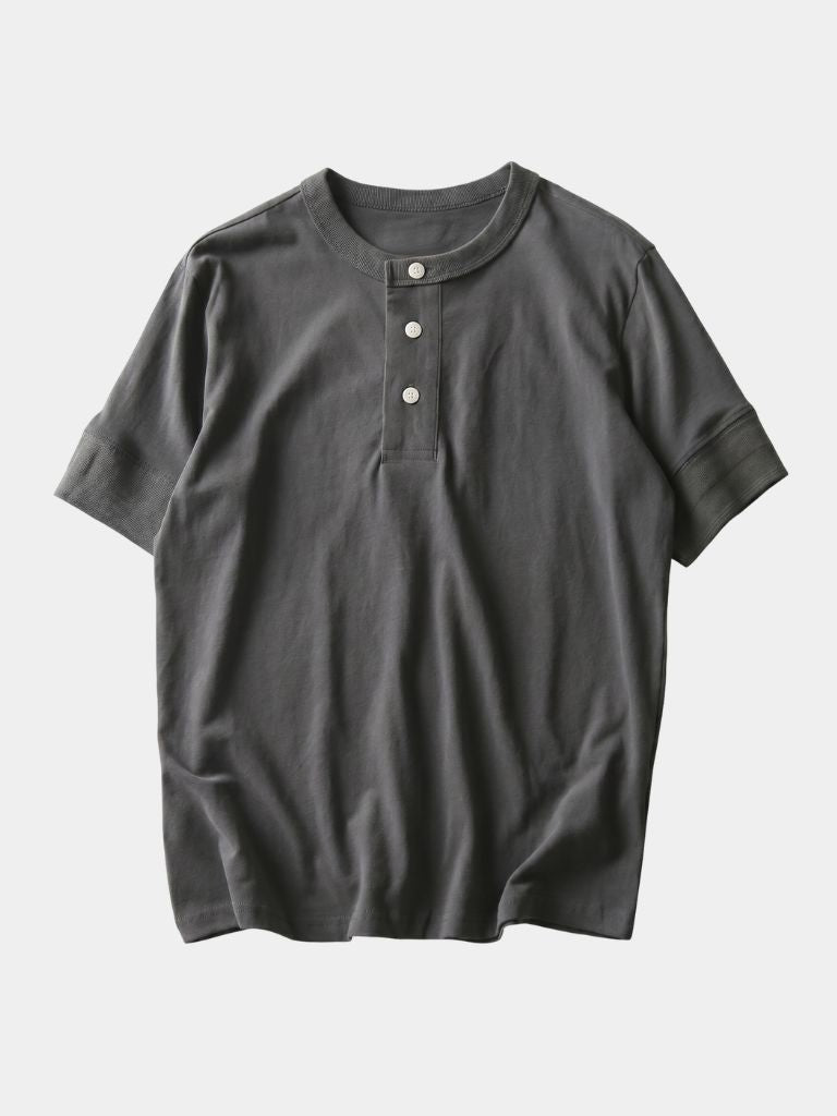 Pure Cotton Henley T-Shirt - Cross & Crown