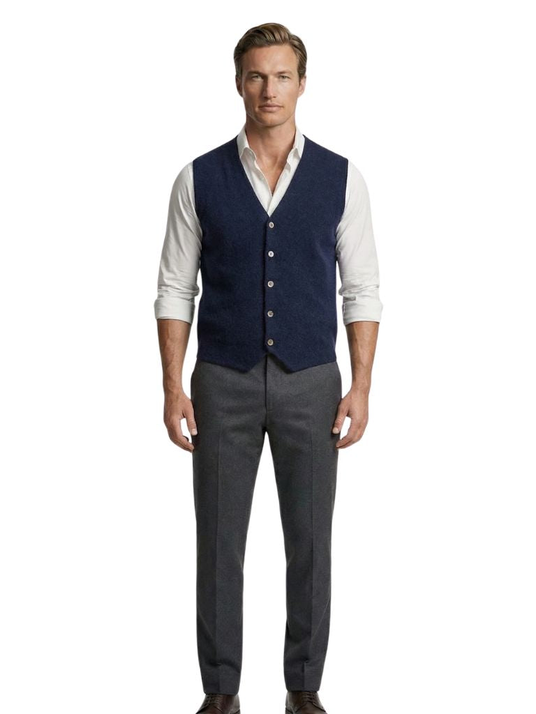 Cashmere Cardigan Vest  - Cross & Crown