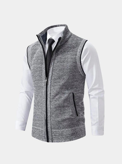 Elegant Full-Zip Sweater Vest - Cross & Crown