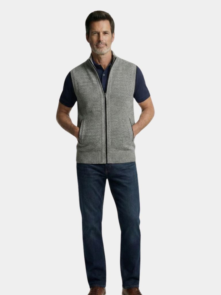 Elegant Full-Zip Sweater Vest - Cross & Crown