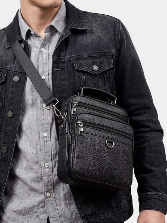 Lederschultertasche aus Leder für Herren – Cross & Crown