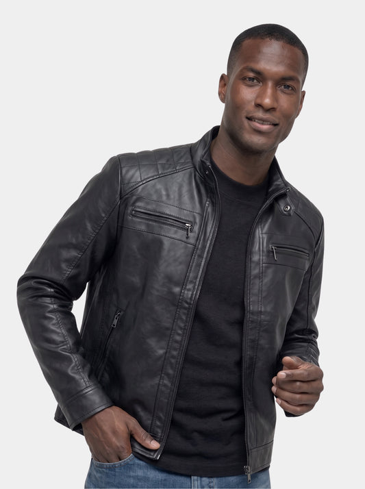 Chaqueta de cuero con rombos Vulcan – Cross & Crown