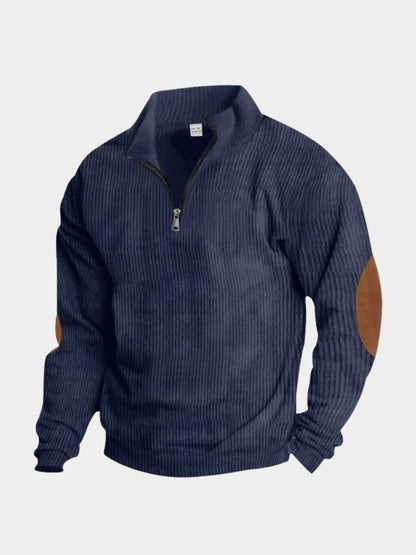 High Collar Quarter Zip Corduroy Pullover - Cross & Crown