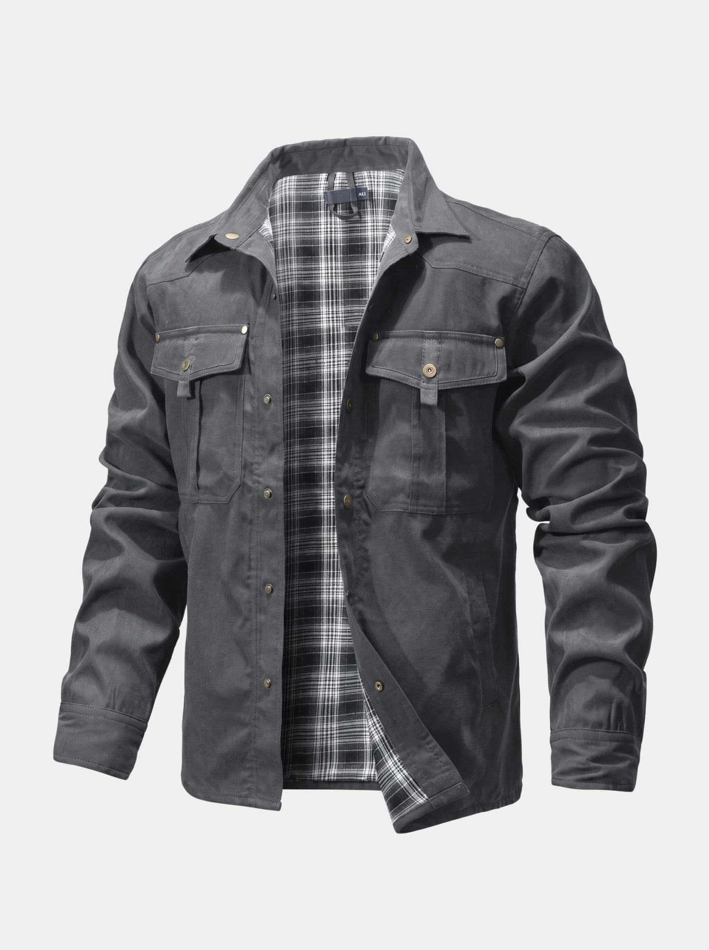 Chaqueta con broches y forro de franela Forge – Cross & Crown