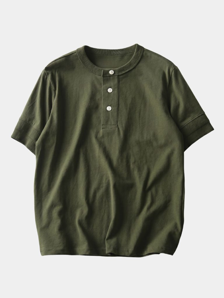 Pure Cotton Henley T-Shirt - Cross & Crown