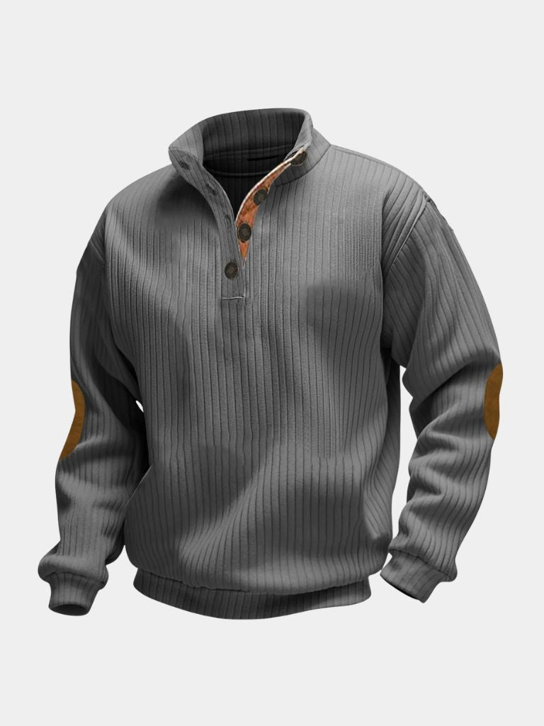 Refined High Collar Henley Sweater - Cross & Crown