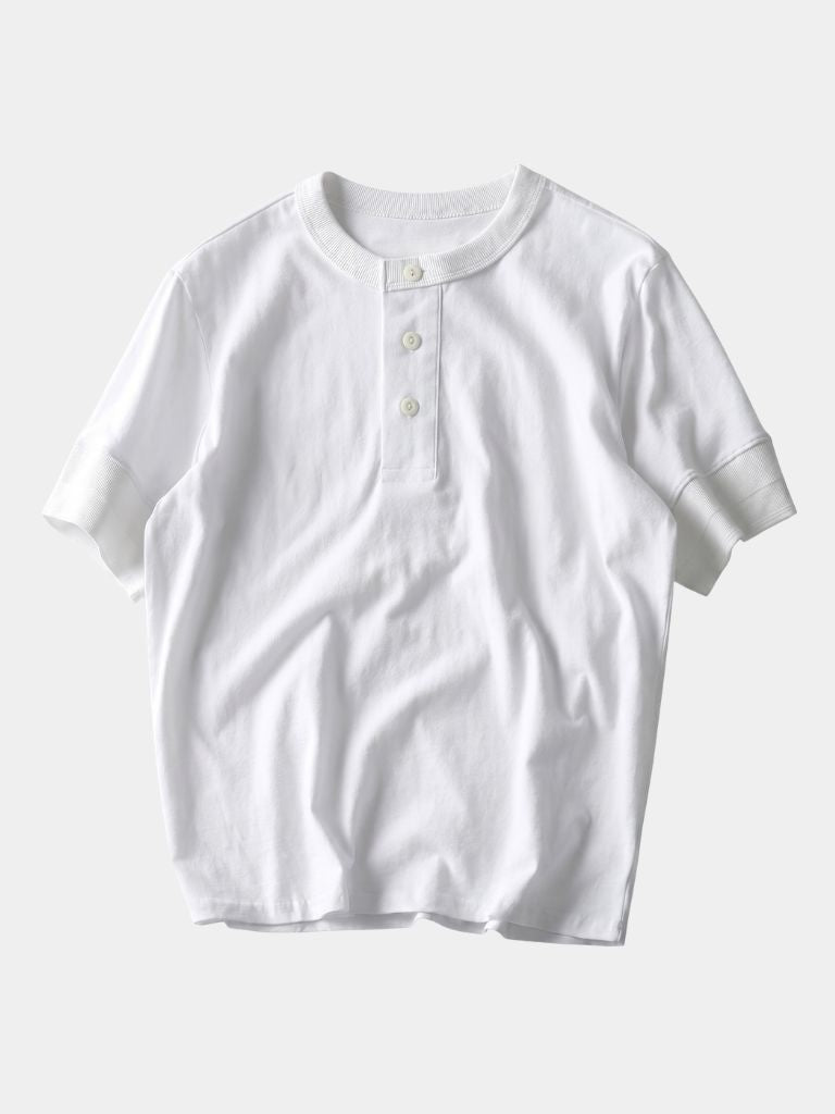 Pure Cotton Henley T-Shirt - Cross & Crown