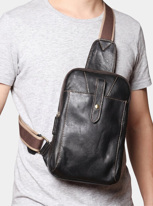 Minimalistische Lederschultertasche – Cross & Crown