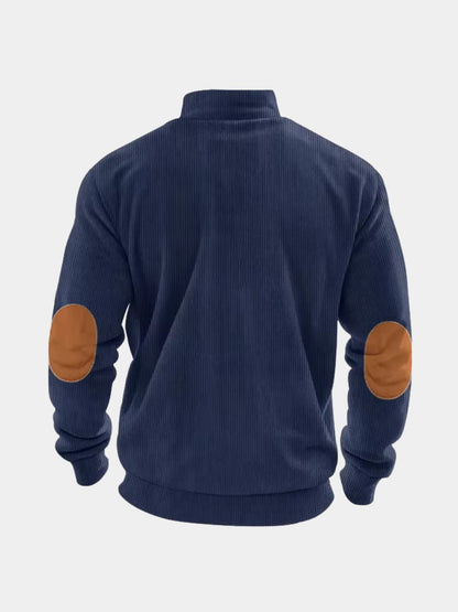 High Collar Quarter Zip Corduroy Pullover - Cross & Crown