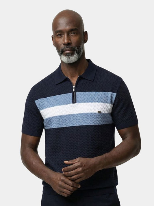 Classic Fit Quarter Zip Business Casual Short Sleeves Polo - Cross & Crown