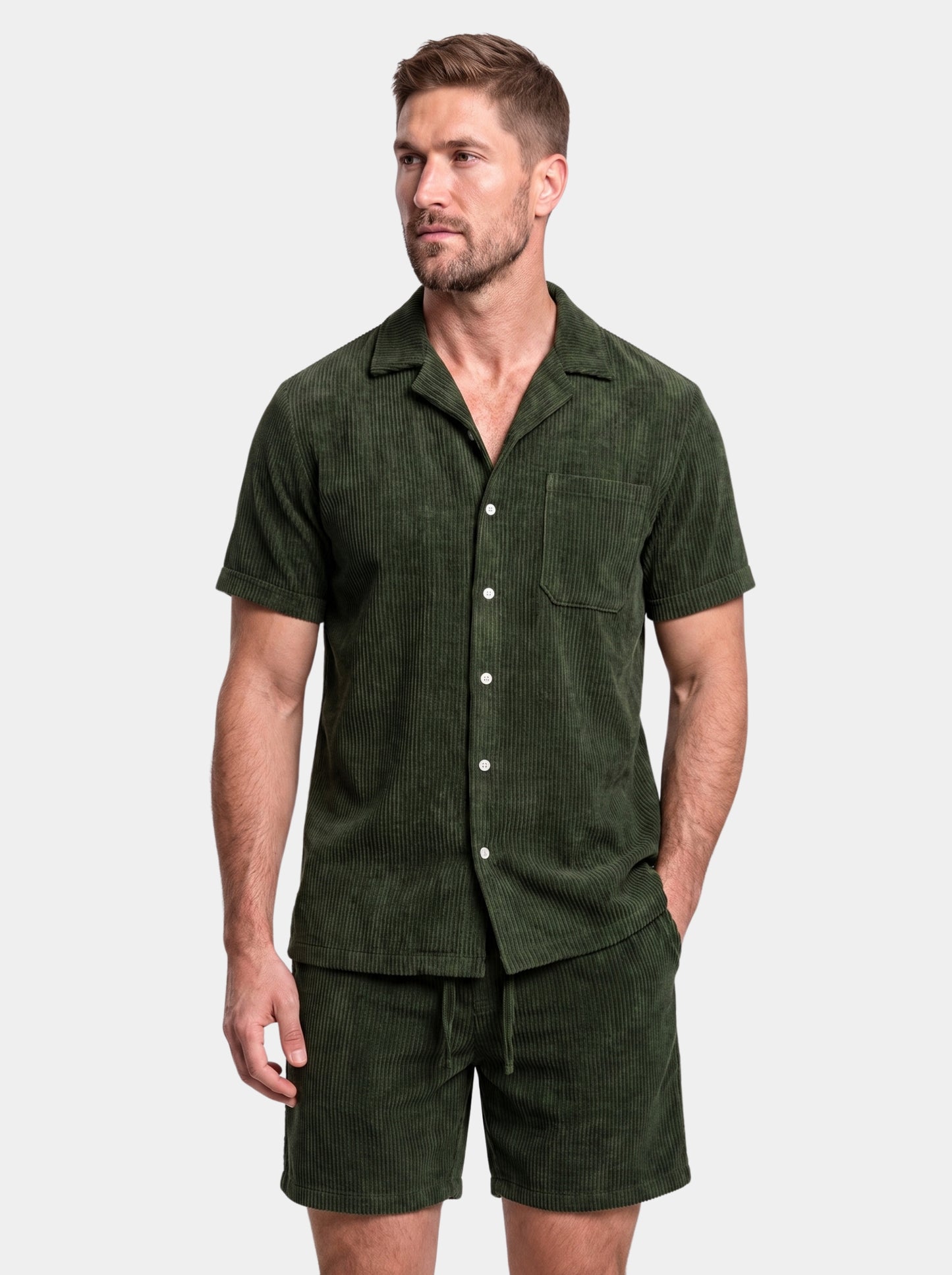 Conjunto de verano de pantalones cortos y camisa de pana - Cross & Crown