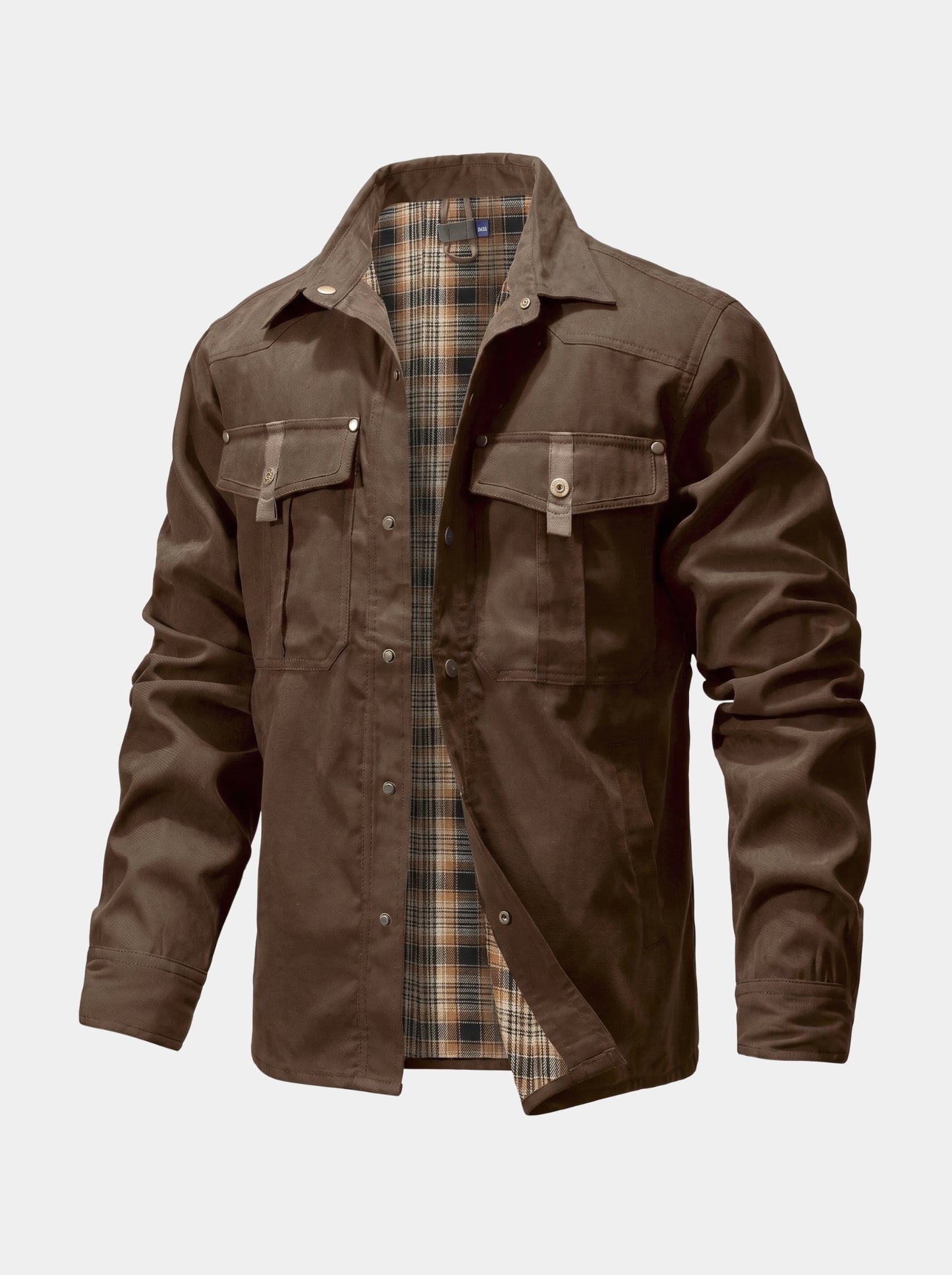Chaqueta con broches y forro de franela Forge – Cross & Crown