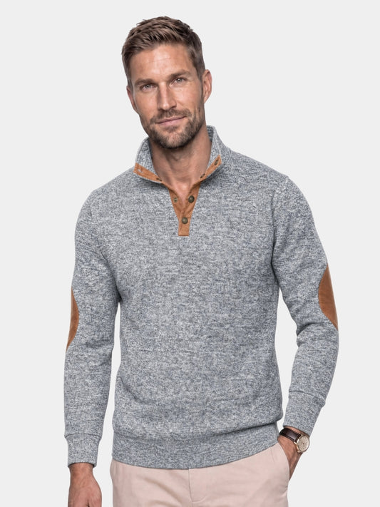 Lucien Heritage Pullover mit hohem Kragen und ellenbogenlangen Ärmeln – Cross & Crown