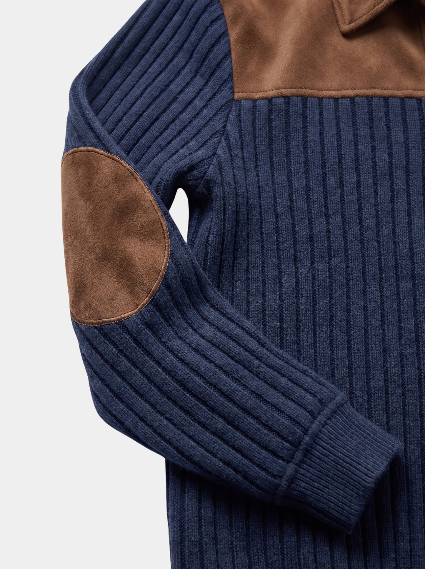 Pullover „Camborne“ mit Ellbogenpatches und Viertelreißverschluss – Cross & Crown