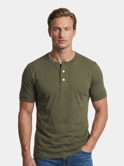 Pure Cotton Henley T-Shirt - Cross & Crown