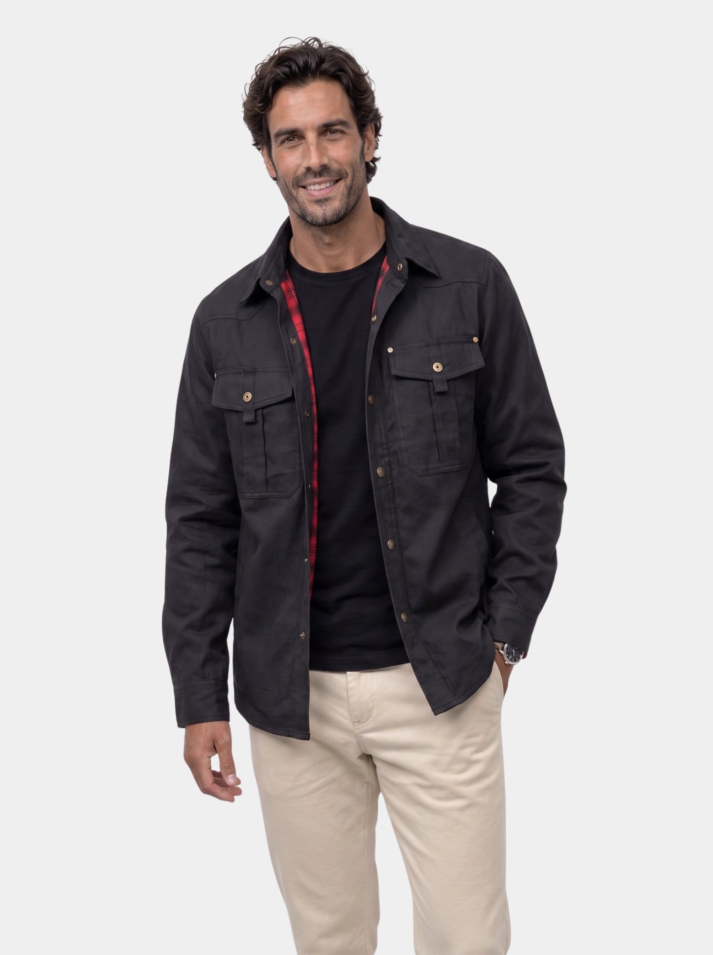 Chaqueta con broches y forro de franela Forge – Cross & Crown