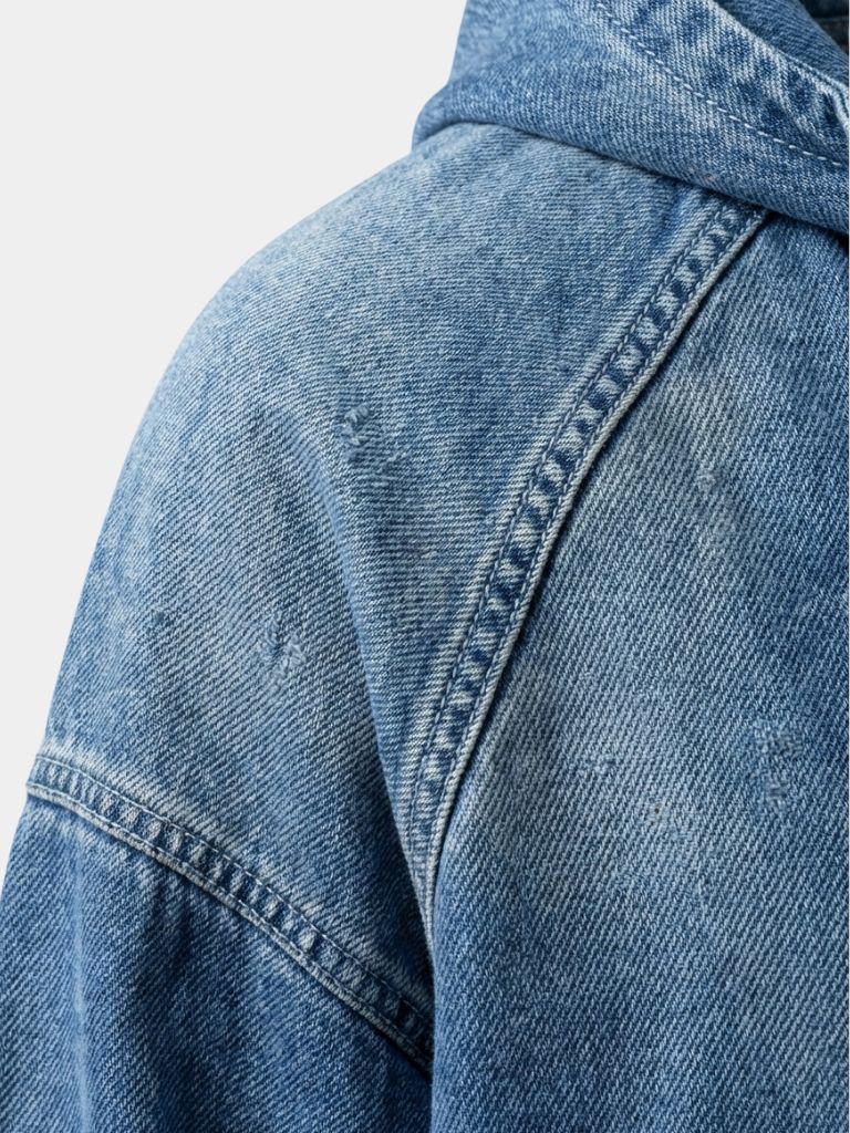 Artisan Denim Smock Quarter Zip Hooded Jacket - Cross & Crown