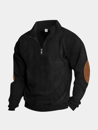High Collar Quarter Zip Corduroy Pullover - Cross & Crown