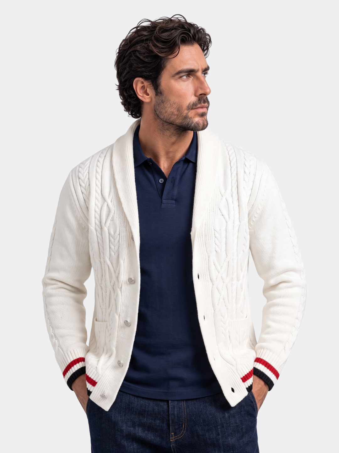 Academy Shawl-Neck Knit - Cross & Crown