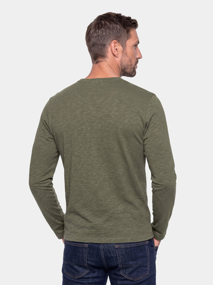 Henley Neck Long Sleeve T-Shirt - Cross & Crown - back