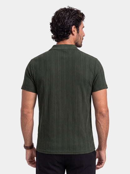 Polo texturizado con cremallera corta Cavalière – Cross & Crown