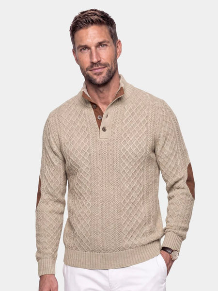 Classic High Collar Knit Pullover for Men | Cross & Crown