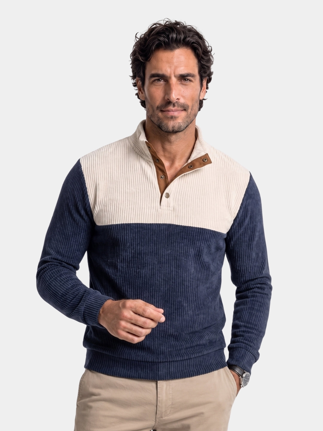 High Collar Corduroy Retro Pullover - Cross & Crown