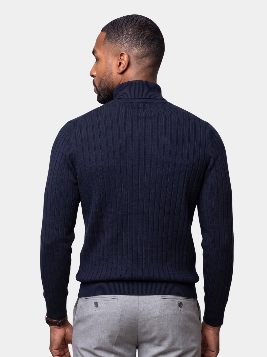 Cotton Knit Vertical Stripes Quarter-Zip Sweater - Cross & Crown