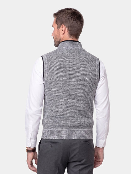 Colete de suéter elegante com zíper completo - Cross & Crown