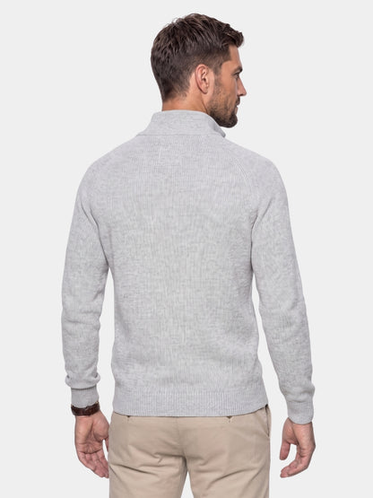 Suéter Elegante com Zíper de Um Quarto - Cross & Crown