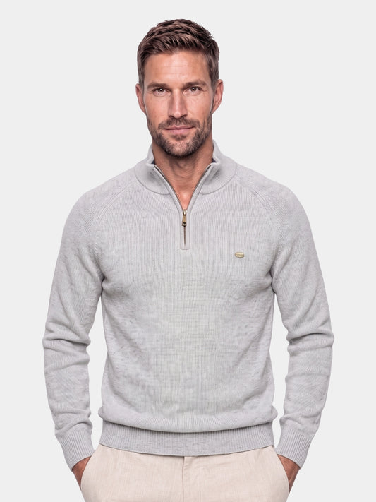 Suéter Elegante com Zíper de Um Quarto - Cross & Crown