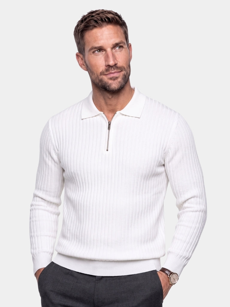 Elegant Quarter Zip Long Sleeve Polo - Cross & Crown