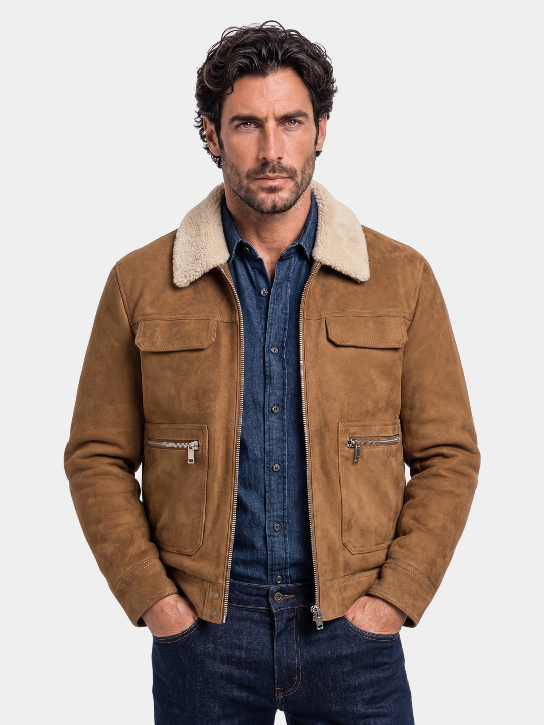 Essential Fleece Suede Jacket - Cross & Crown