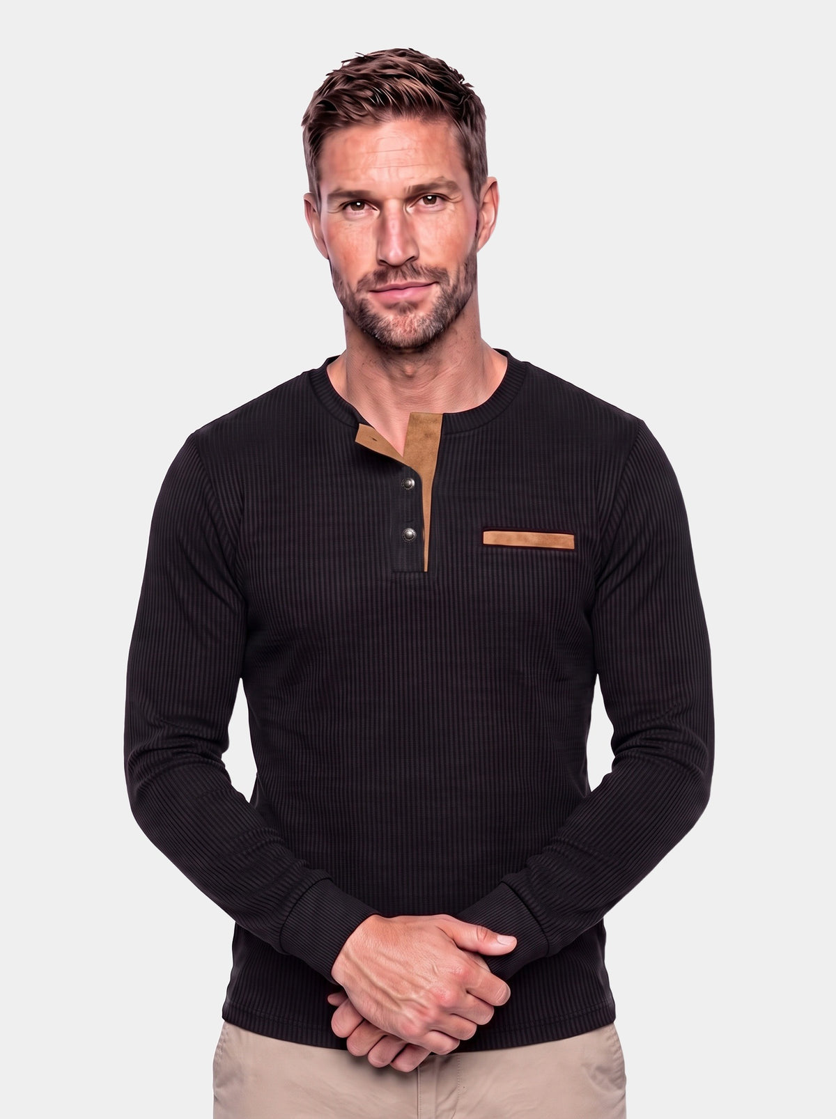 Corduroy Long Sleeve T-Shirt - Cross & Crown - front