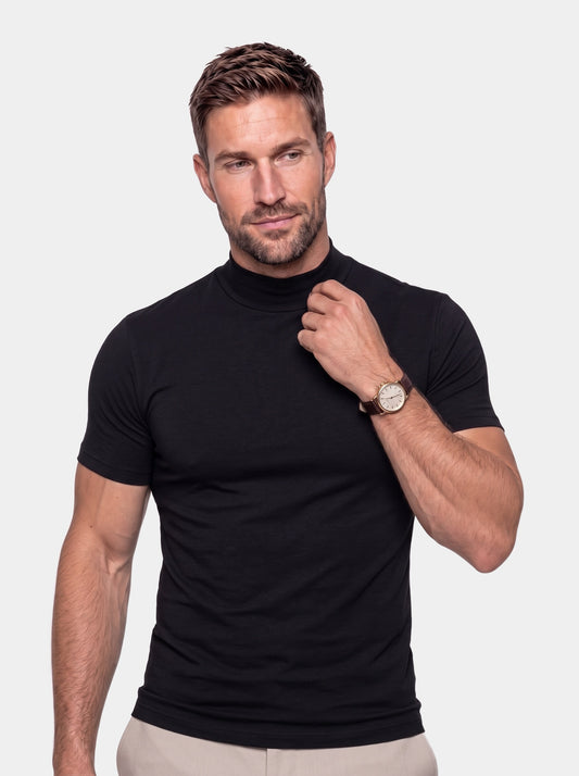 Solid Casual Turtle Neck T-Shirt - Cross & Crown - front