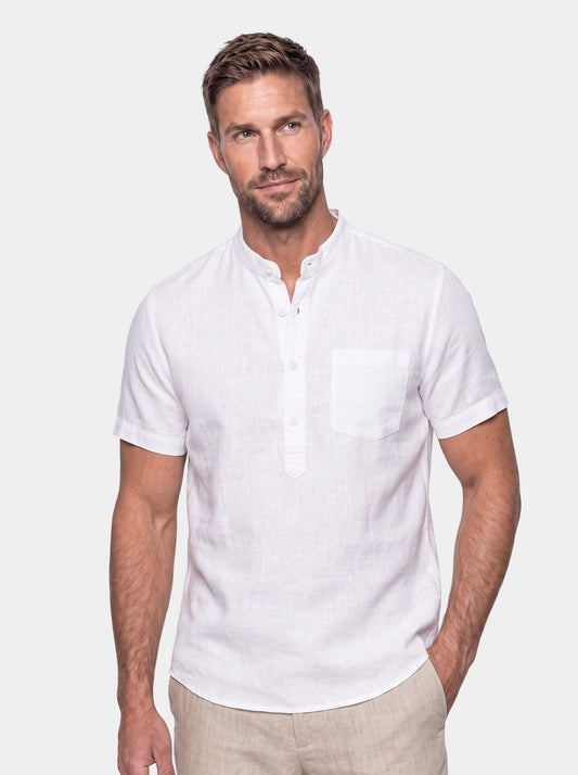 White Wellspring Linen T-Shirt - Cross & Crown - front