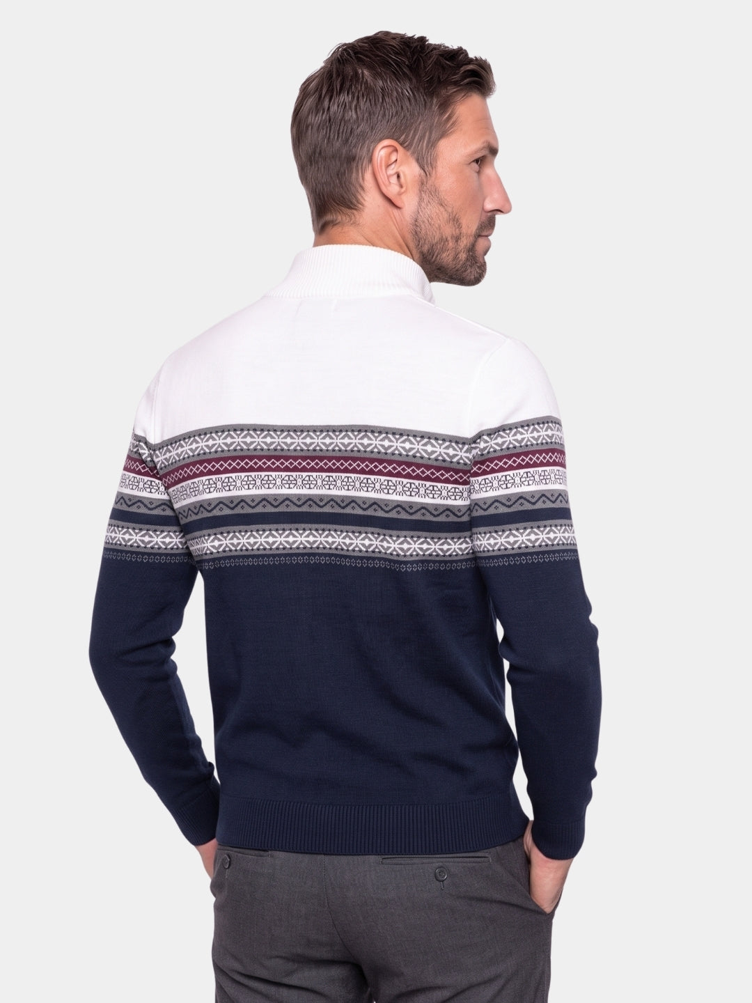 Suéter pulôver de tricô com meio zíper - Cross & Crown