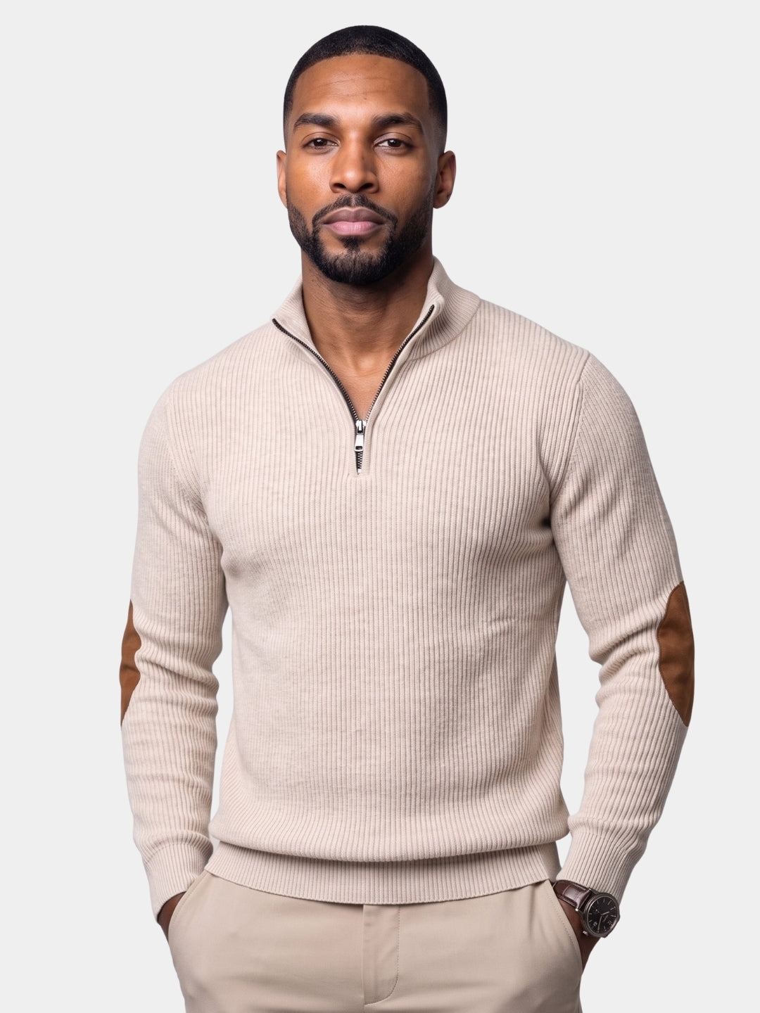 High Collar Quarter Zip Corduroy Pullover - Cross & Crown