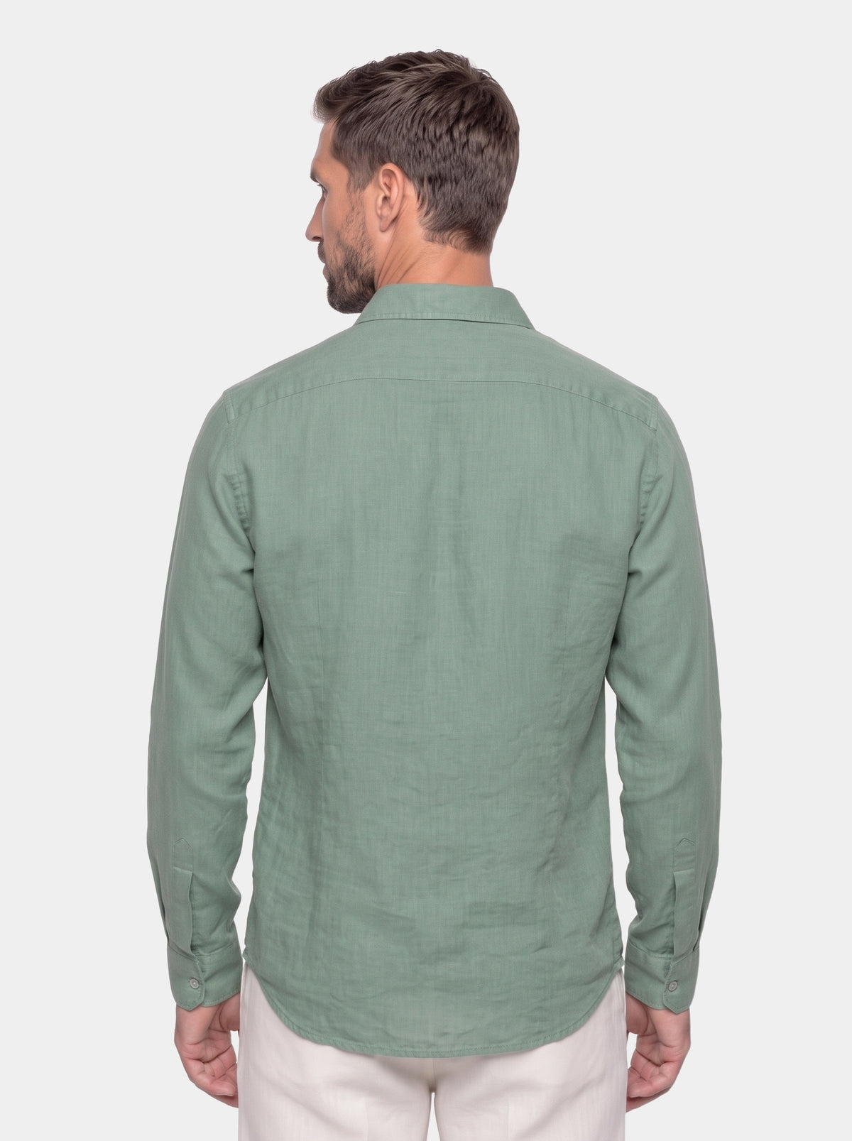 Long Sleeve Essential Linen Shirt - Cross & Crown - back