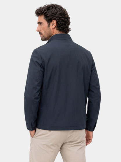 Back view of the navy Lucien zip jacket