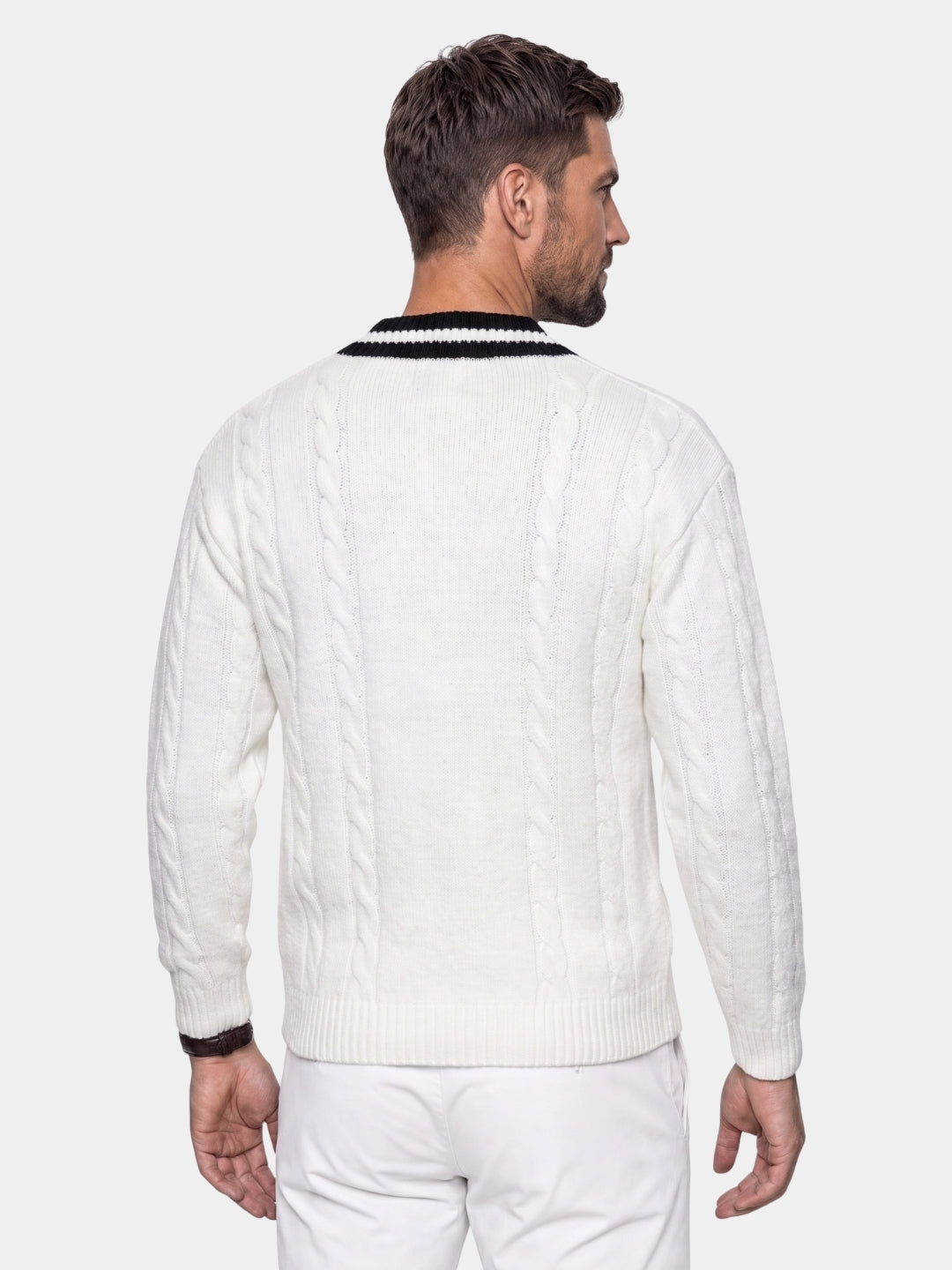 Suéter minimalista com decote em V - Cross & Crown