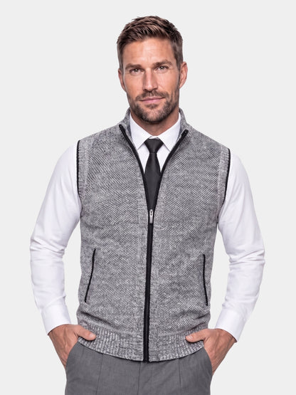 Colete de suéter elegante com zíper completo - Cross & Crown