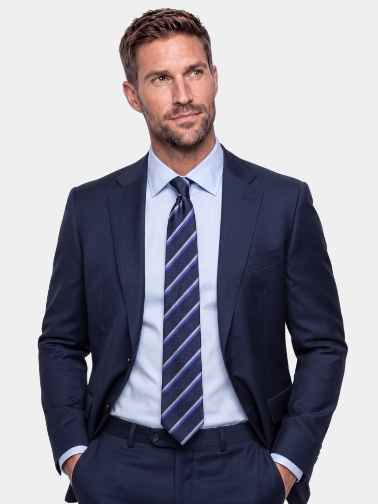 Navy Ledger Tie – Cross & Crown