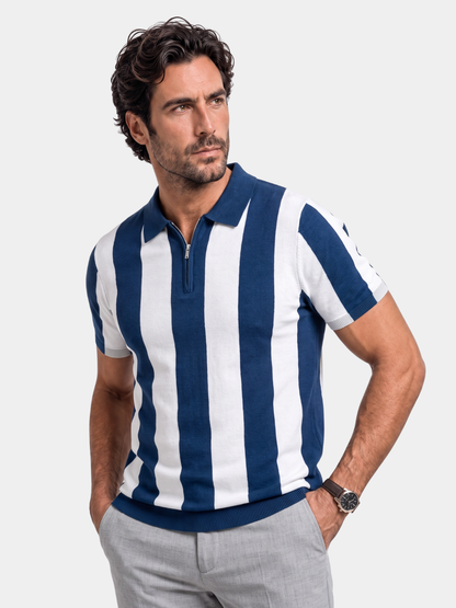 Navy Stripe Polo - Cross & Crown