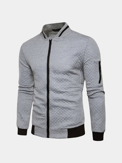 Textured Casual Bomber Jacket - Cross & Crown