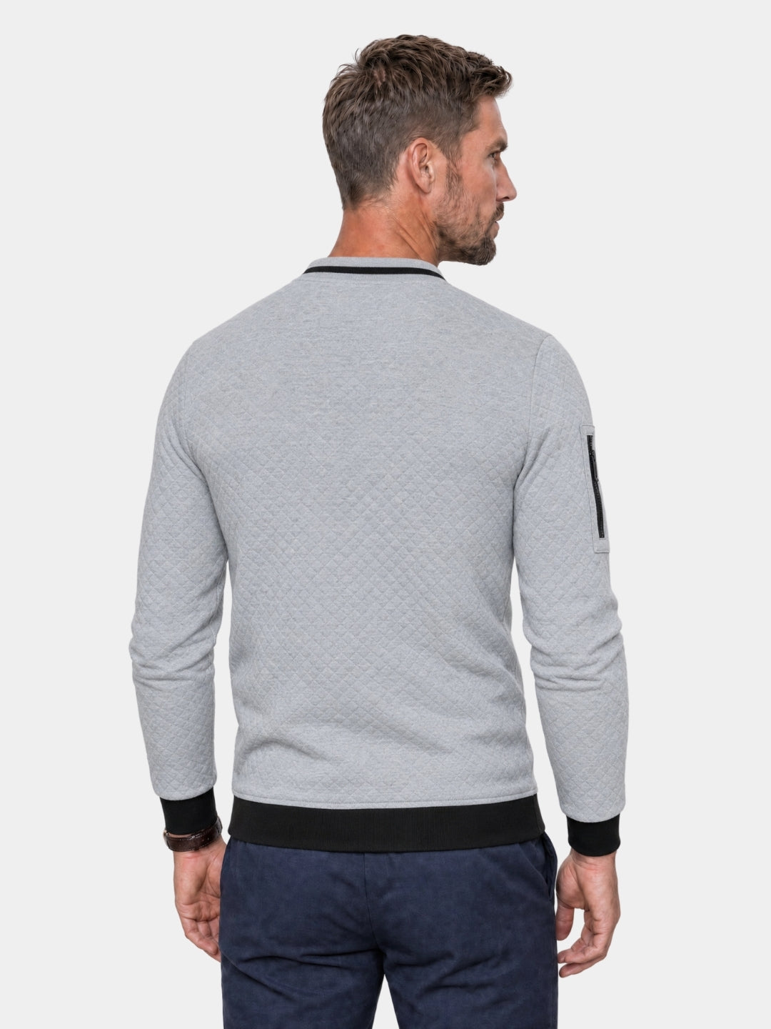 Textured Casual Bomber Jacket - Cross & Crown